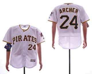 Men's Pittsburgh Pirates #24 Chris Archer White Home Stitched MLB Flex Base Jersey