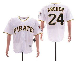 Men's Pittsburgh Pirates #24 Chris Archer White Stitched MLB Cool Base Jersey