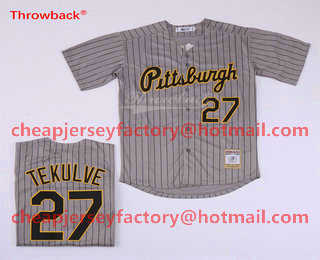 Men's Pittsburgh Pirates #27 Kent Tekulve Gray Pinstripe 1997 Throwback Turn Back The Clock MLB Collection Jersey