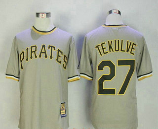 Men's Pittsburgh Pirates #27 Kent Tekulve Gray Pullover Stitched MLB Cooperstown Collection Jersey