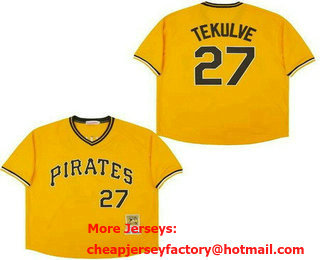 Men's Pittsburgh Pirates #27 Kent Tekulve Yellow 1979 Throwback Jersey