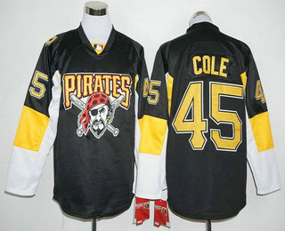 Men's Pittsburgh Pirates #45 Gerrit Cole Black Long Sleeve Baseball Jersey