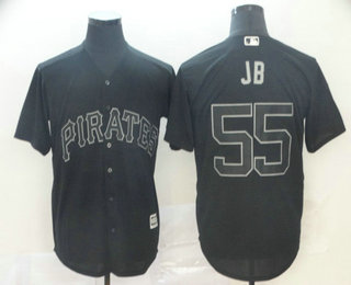 Men's Pittsburgh Pirates #55 Josh Bell JB Black 2019 Players' Weekend Stitched Nickname Jersey