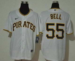 Men's Pittsburgh Pirates #55 Josh Bell White Stitched MLB Cool Base Nike Jersey