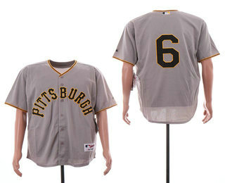 Men's Pittsburgh Pirates #6 Starling Marte No Name Gray Throwback Turn Back The Clock MLB Collection Jersey