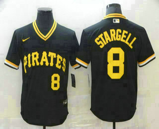Men's Pittsburgh Pirates #8 Willie Stargell Black Mesh Batting Practice Throwback Nike Jersey