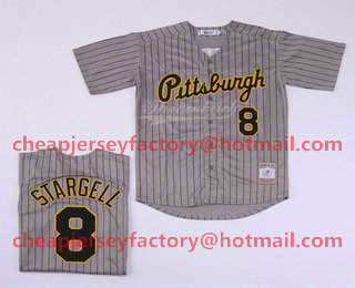 Men's Pittsburgh Pirates #8 Willie Stargell Gray Pinstripe 1997 Throwback Turn Back The Clock MLB Collection Jersey