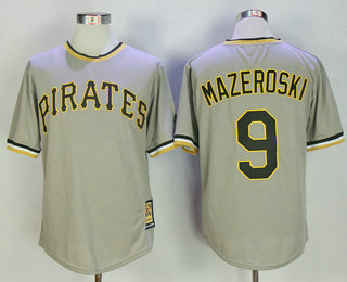 Men's Pittsburgh Pirates #9 Bill Mazeroski Gray Pullover Stitched MLB Cooperstown Collection Jersey