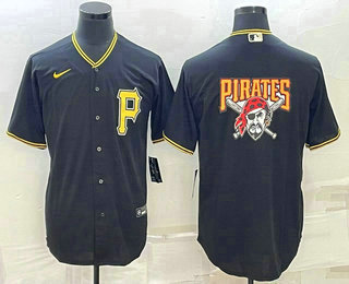 Men's Pittsburgh Pirates Big Logo Black Stitched MLB Cool Base Nike Jersey