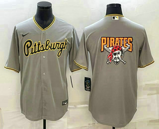 Men's Pittsburgh Pirates Big Logo Grey Stitched MLB Cool Base Nike Jersey