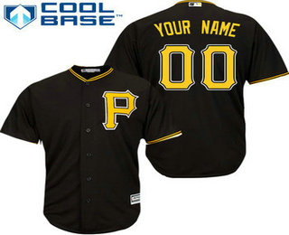 Men's Pittsburgh Pirates Black Customized Authentic Stitched Jersey