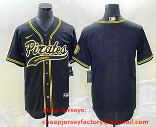 Men's Pittsburgh Pirates Blank Black Cool Base Stitched Baseball Jersey