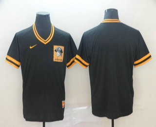 Men's Pittsburgh Pirates Blank Black Nike Cooperstown Collection Legend V Neck Jersey