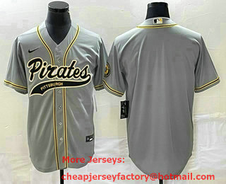 Men's Pittsburgh Pirates Blank Grey Cool Base Stitched Baseball Jersey