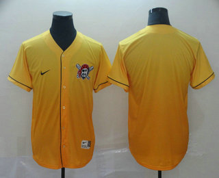 Men's Pittsburgh Pirates Blank Nike Yellow Fade Stitched Jersey