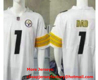 Men's Pittsburgh Steelers #1 Number One Dad Limited White Vapor Jersey
