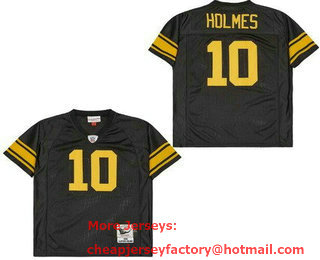 Men's Pittsburgh Steelers #10 Santonio Holmes Black Yellow Throwback Jersey