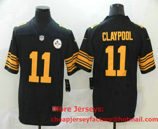 Men's Pittsburgh Steelers #11 Chase Claypool Black 2020 Color Rush Stitched NFL Nike Limited Jersey
