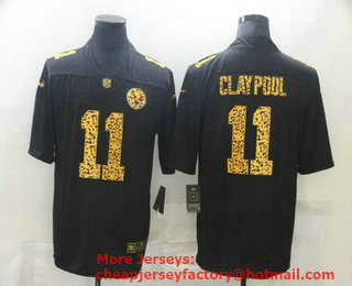Men's Pittsburgh Steelers #11 Chase Claypool Black 2020 Nike Flocked Leopard Print Vapor Limited NFL Jersey
