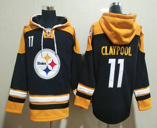 Men's Pittsburgh Steelers #11 Chase Claypool Black Ageless Must Have Lace Up Pullover Hoodie