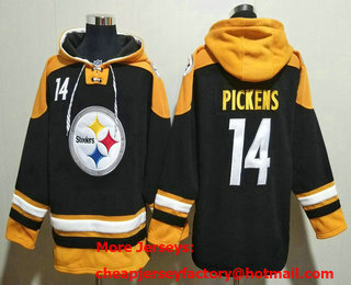 Men's Pittsburgh Steelers #14 George Pickens Black Ageless Must Have Lace Up Pullover Hoodie