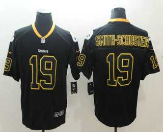 Men's Pittsburgh Steelers #19 JuJu Smith-Schuster 2018 Black Lights Out Color Rush Stitched NFL Nike Limited Jersey