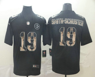 Men's Pittsburgh Steelers #19 JuJu Smith-Schuster 2019 Black Statue Of Liberty Stitched NFL Nike Limited Jersey