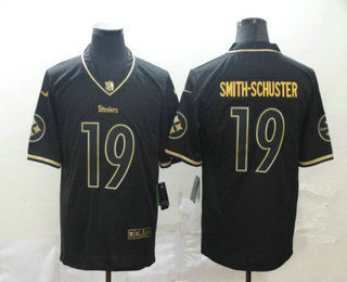 Men's Pittsburgh Steelers #19 JuJu Smith-Schuster Black 100th Season Golden Edition Jersey