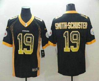 Men's Pittsburgh Steelers #19 JuJu Smith-Schuster Black 2018 Fashion Drift Color Rush Stitched NFL Nike Limited Jersey
