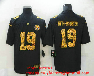 Men's Pittsburgh Steelers #19 JuJu Smith-Schuster Black Leopard Print Fashion Vapor Limited Nike NFL Jersey