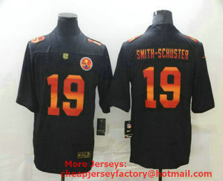 Men's Pittsburgh Steelers #19 JuJu Smith-Schuster Black Red Orange Stripe Vapor Limited Nike NFL Jersey