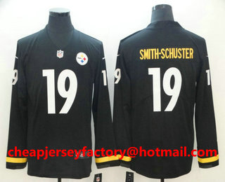 Men's Pittsburgh Steelers #19 JuJu Smith-Schuster Nike Black Therma Long Sleeve Limited Jersey
