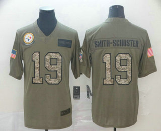 Men's Pittsburgh Steelers #19 JuJu Smith-Schuster Olive Camo 2019 Salute To Service Stitched NFL Nike Limited Jersey