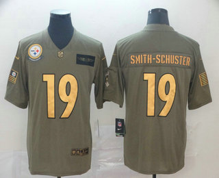 Men's Pittsburgh Steelers #19 JuJu Smith-Schuster Olive Gold 2019 Salute To Service Stitched NFL Nike Limited Jersey