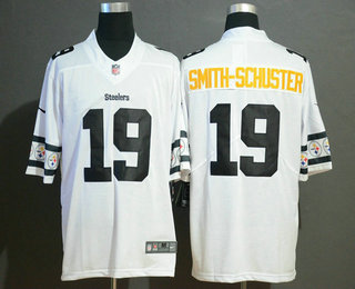 Men's Pittsburgh Steelers #19 JuJu Smith-Schuster White 2019 NEW Team Logo Vapor Untouchable Stitched NFL Nike Limited Jersey