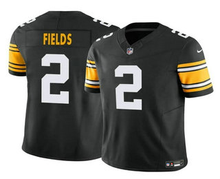 Men's Pittsburgh Steelers #2 Justin Fields Black 2024 FUSE Vapor Limited Stitched Jersey