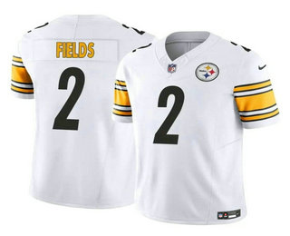 Men's Pittsburgh Steelers #2 Justin Fields White 2024 FUSEVapor Limited Stitched Jersey