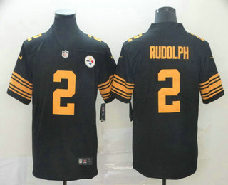 Men's Pittsburgh Steelers #2 Mason Rudolph Black 2016 Color Rush Stitched NFL Nike Limited Jersey