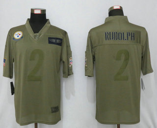 Men's Pittsburgh Steelers #2 Mason Rudolph NEW Olive 2019 Salute To Service Stitched NFL Nike Limited Jersey