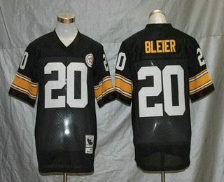 Men's Pittsburgh Steelers #20 Rocky Bleier Black Throwback Jersey by Mitchell & Ness