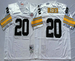 Men's Pittsburgh Steelers #20 Rocky Bleier White Throwback Jersey by Mitchell & Ness