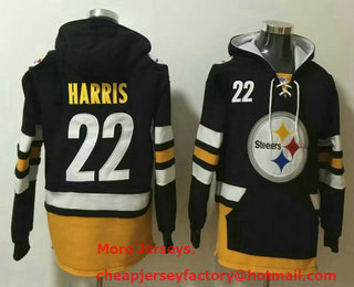 Men's Pittsburgh Steelers #22 Najee Harris NEW Black Pocket Stitched NFL Pullover Hoodie
