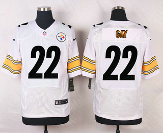 Men's Pittsburgh Steelers #22 William Gay White Road NFL Nike Elite Jersey