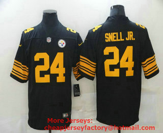 Men's Pittsburgh Steelers #24 Benny Snell Jr. Black 2016 Color Rush Stitched NFL Nike Limited Jersey
