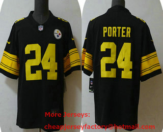 Men's Pittsburgh Steelers #24 Joey Porter Jr Black 2023 Color Rush Limited Stitched Jersey