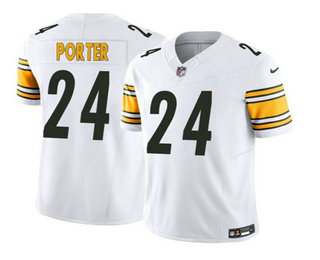 Men's Pittsburgh Steelers #24 Joey Porter Jr White 2023 FUSE Vapor Limited Stitched Jersey