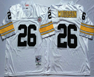 Men's Pittsburgh Steelers #26 Woodson White Throwback Jersey by Mitchell & Ness