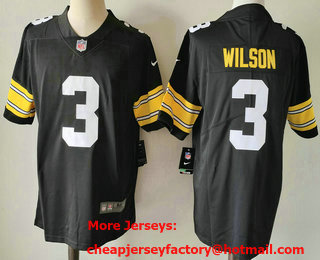 Men's Pittsburgh Steelers #3 Russell Wilson Black 2023 Vapor Limited Stitched Throwback Jersey