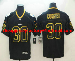 Men's Pittsburgh Steelers #30 James Conner 2018 Black Lights Out Color Rush Stitched NFL Nike Limited Jersey