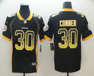 Men's Pittsburgh Steelers #30 James Conner Black 2018 Fashion Drift Color Rush Stitched NFL Nike Limited Jersey
